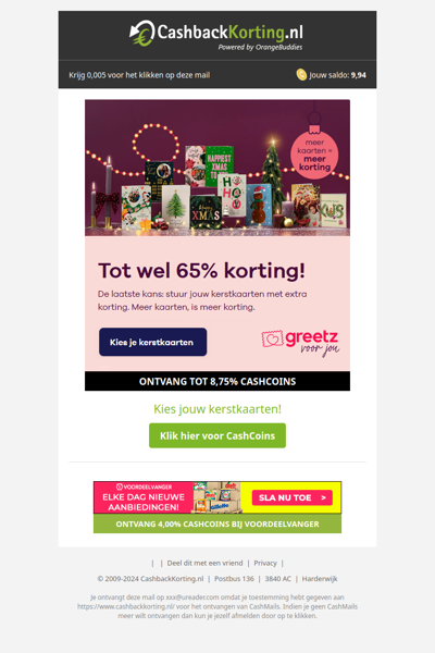 Verstuur kerstkaarten met tot wel 65% korting!