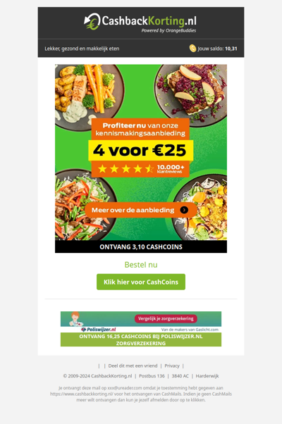 Nu de eerste 4 maaltijden voor maar 25 EUR