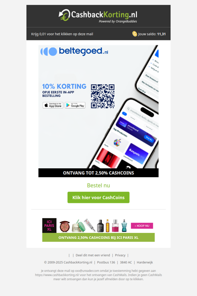 10% korting op je eerste bestelling in de app