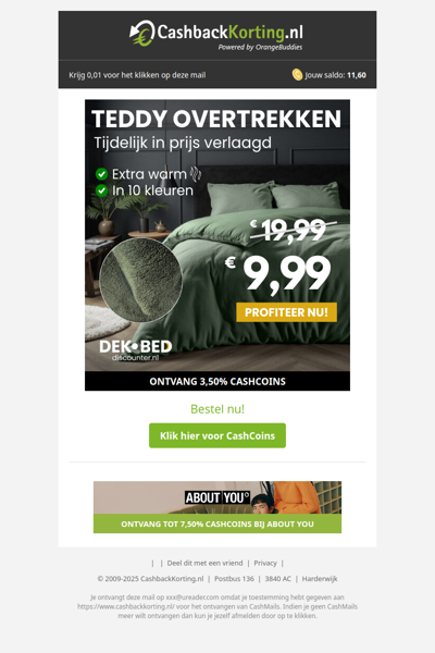 Teddy overtrekken tijdelijk in prijs verlaagd bij Dekbed-Discounter!