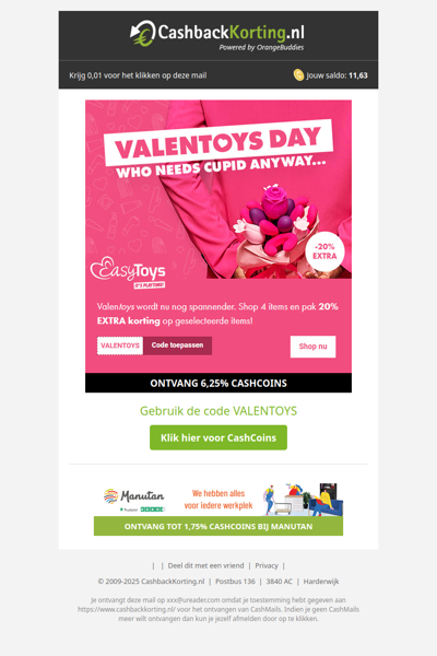 Valentoys Day, 20% extra korting bij Easytoys!