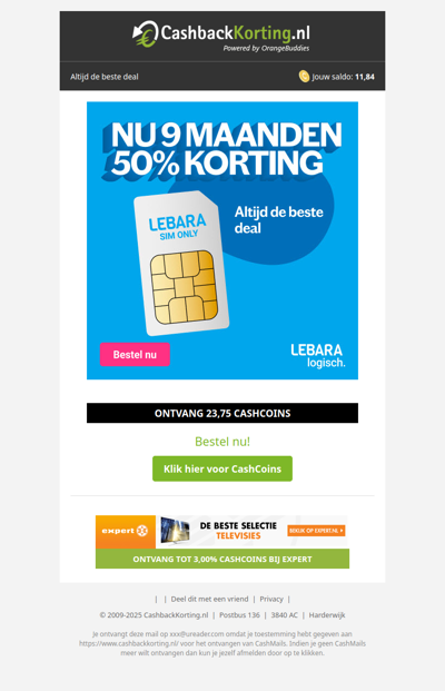 9 maanden 50% korting, altijd de beste deal