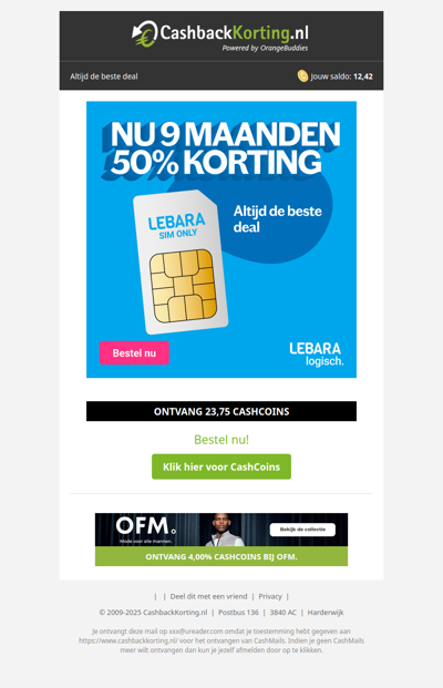 9 maanden 50% korting, altijd de beste deal