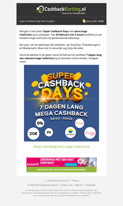 Morgen start de Super Cashback Days!