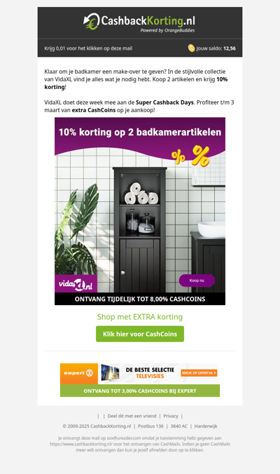 10% korting op 2 badkamerartikelen bij VidaXL