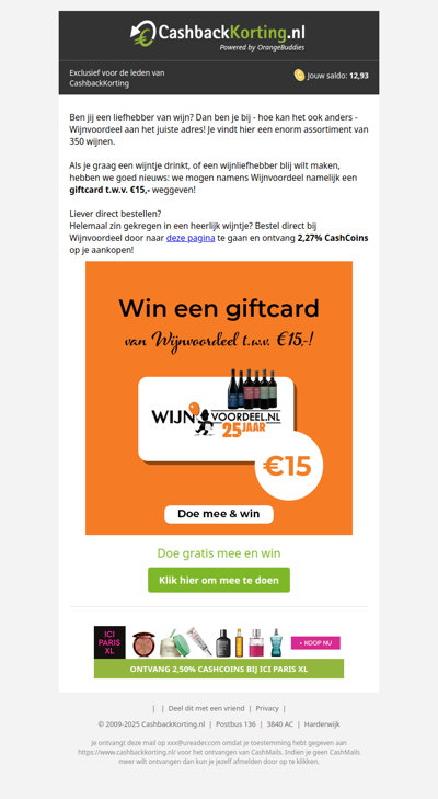 Exclusieve ledenactie: win een giftcard van Wijnvoordeel t.w.v. 15 EUR