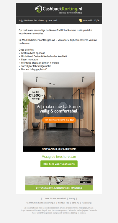 Nieuwe badkamer in een dag en tot wel 1500 EUR korting