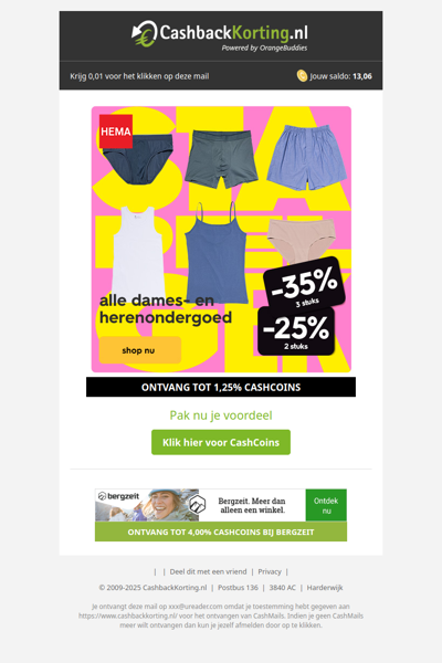 Stapelgekke kortingen tot 35% op ondergoed bij HEMA