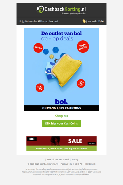 Op = op deals bij de outlet van bol