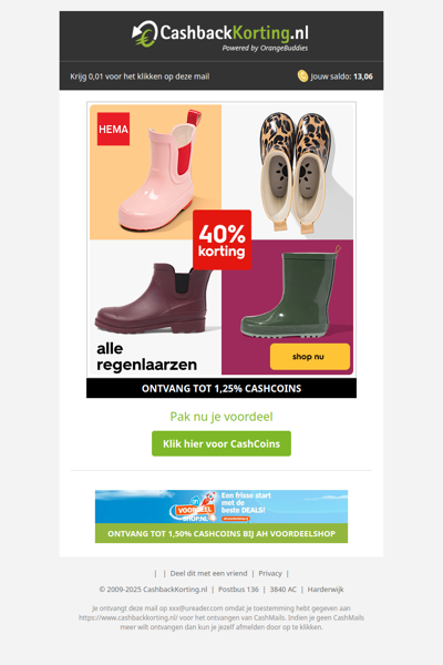 Nu bij HEMA: alle regenlaarzen 40% korting!