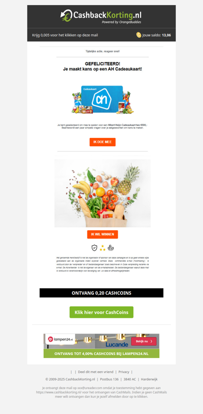 GEFELICITEERD! Je maakt kans op een AH cadeaukaart