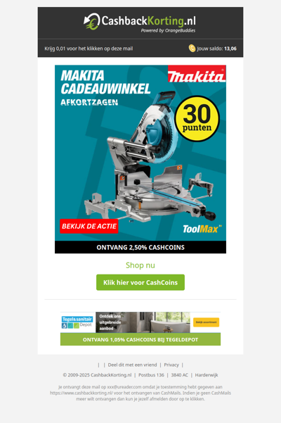Krijg een gratis cadeau bij aankoop van een Makita afkortzaag