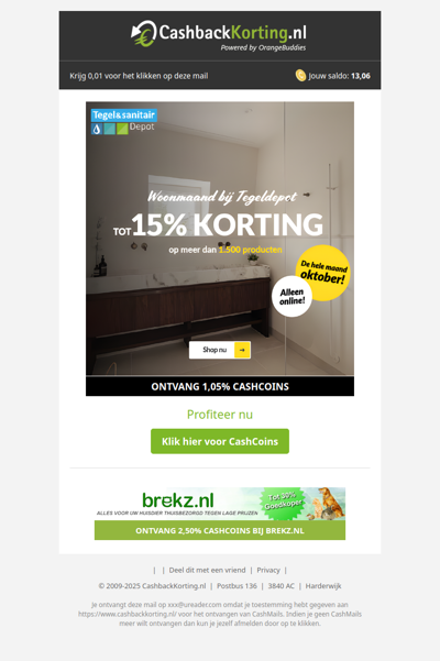 Bespaar tot 15% op 1500+ producten bij Tegeldepot!