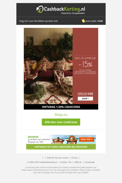 15% korting op geselecteerde items bij Sissy-Boy