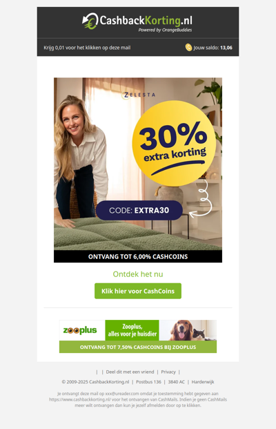 Ontvang 30% korting op jouw Zelesta dekbed