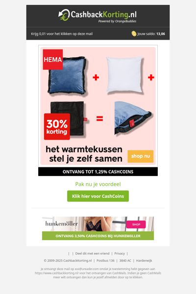 30% korting op warmtekussens bij HEMA!