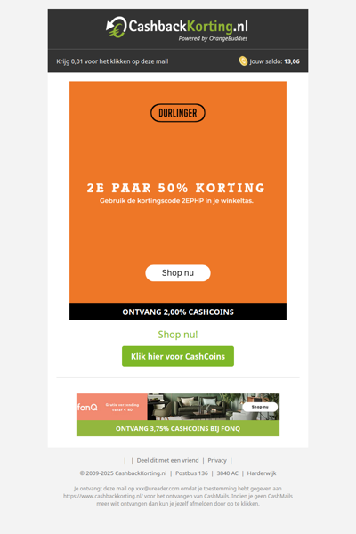 Nu 50% korting op je tweede paar schoenen!