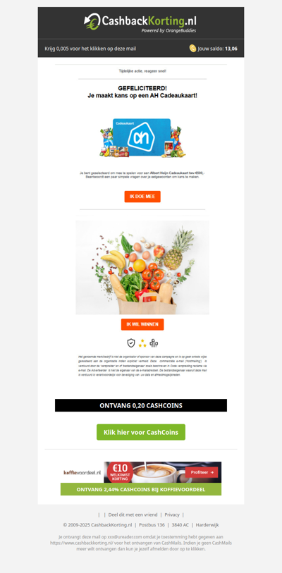 GEFELICITEERD! Je maakt kans op een AH cadeaukaart