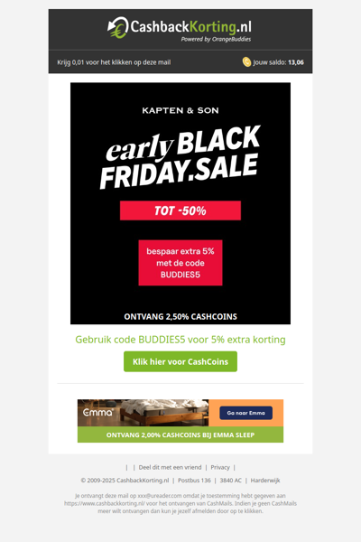 Early black friday sale met kortingen tot 50% bij Kapten & Son!