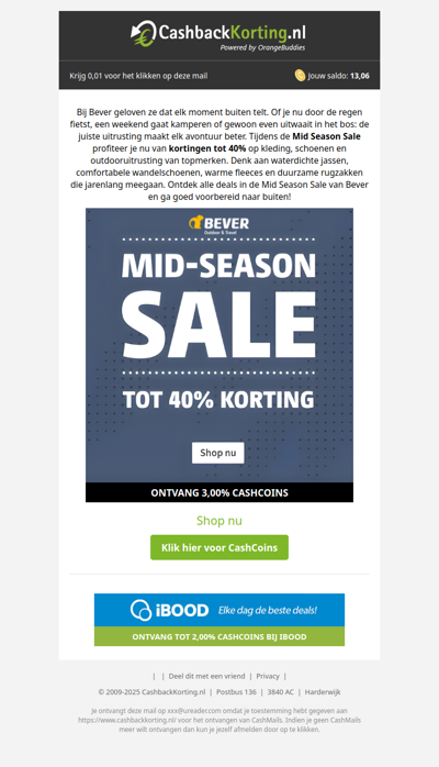 Kortingen tot 40% bij Bever!