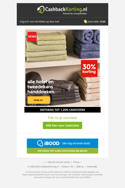30% korting op handdoeken bij HEMA!