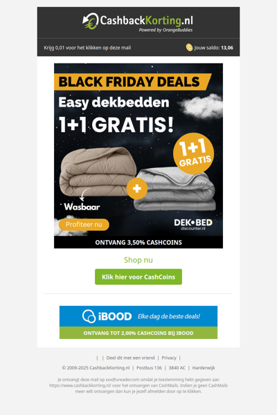 Black friday deals nu 1+1 gratis bij Dekbed-Discounter!