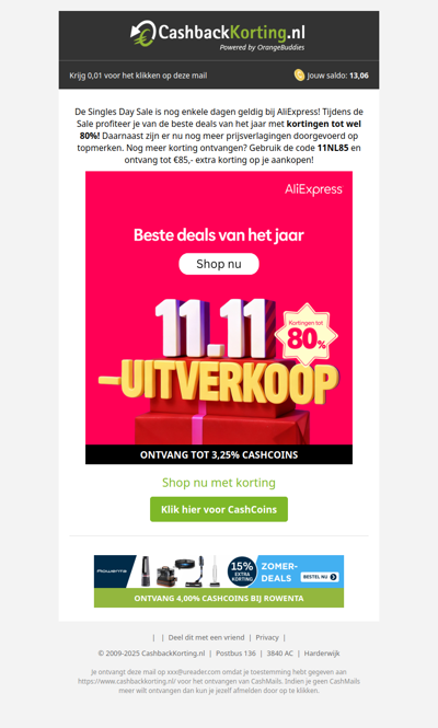Tot 80% korting bij de 11.11 uitverkoop van AliExpress!
