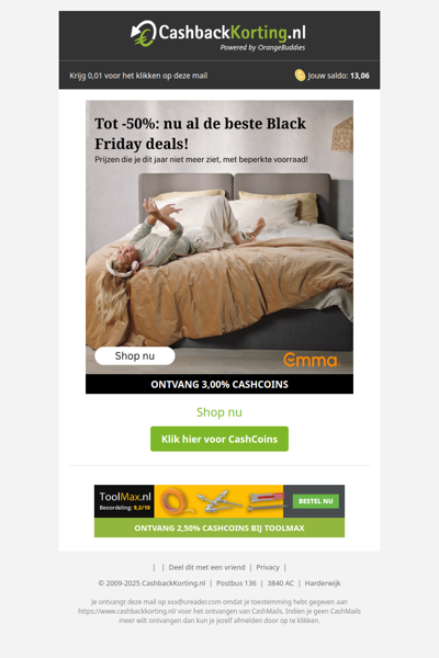 Tot -50% tijdens de Black Friday sale van Emma!