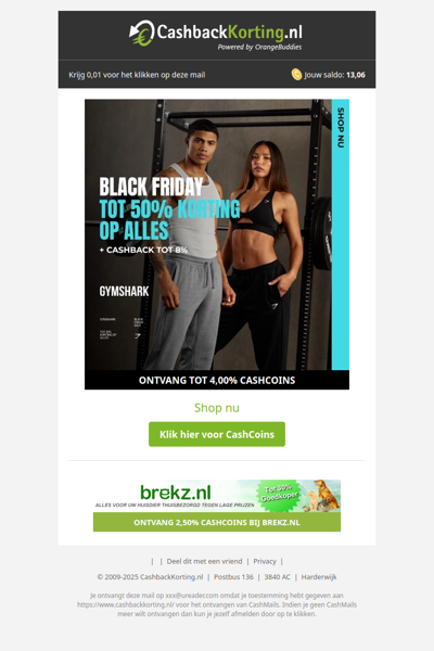 Tot 50% korting op alles bij Gymshark!