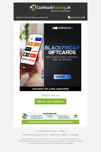 Black Friday Giftcards bij Beltegoed.nl!