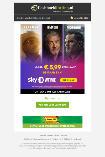 Bespaar 33% op SkyShowTime