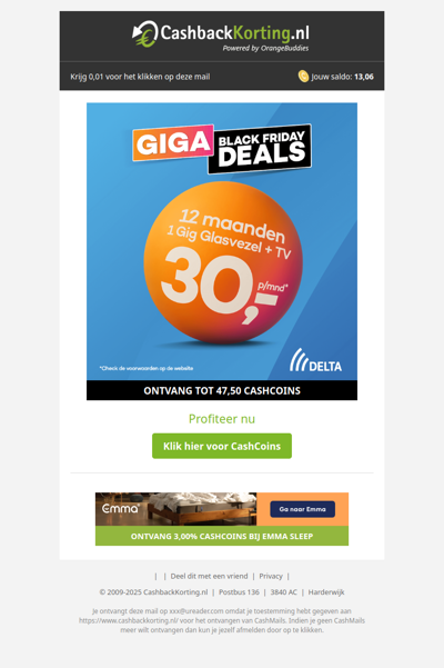 GIGA Black Friday deals bij Delta Fiber!