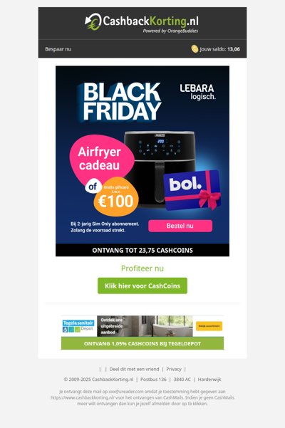 Gratis Airfryer of 100 EUR bol. cadeaubon bij Lebara!