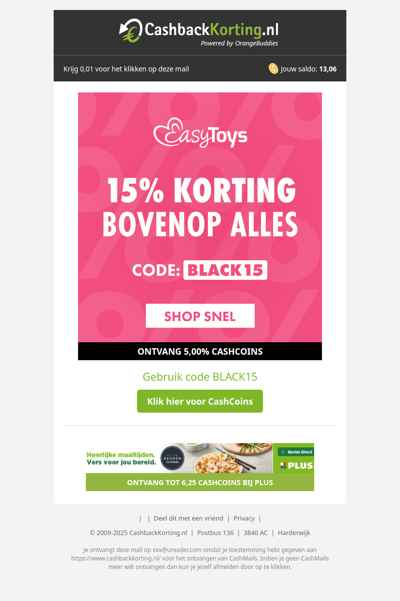 15% extra Black Friday korting bij EasyToys!