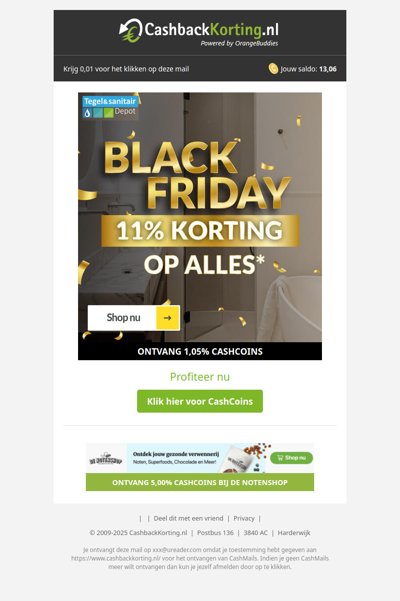 11% korting op alles bij Tegeldepot!
