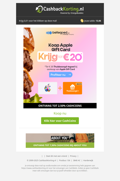 Krijg tot 20 EUR bij Beltegoed!