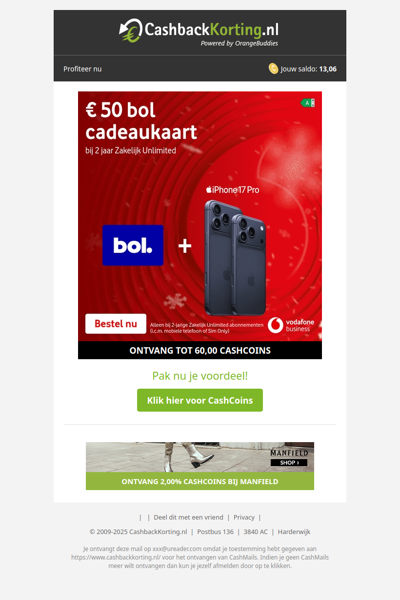 50 EUR bol cadeaukaart bij Zakelijk Unlimited!