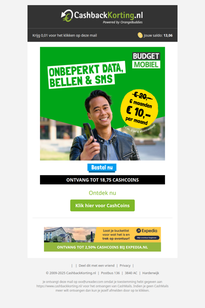 6 maanden 50% korting op onbeperkt data, bellen & sms!