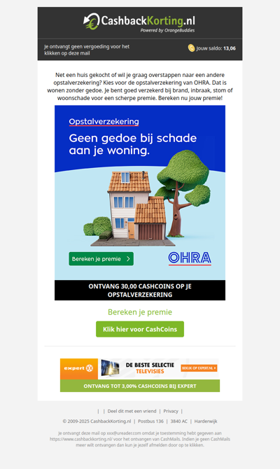 1 jaar lang 20% korting op je opstalverzekering!
