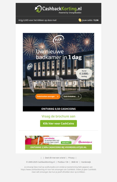 Tot wel 2000 EUR korting bij Max Badkamerwinkel