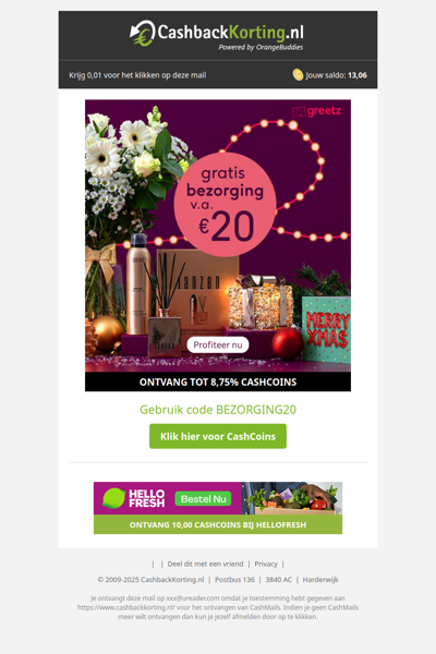 Gratis bezorging vanaf 20 EUR met Greetz!