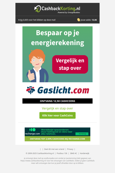Bespaar op je energierekening bij Gaslicht.com!