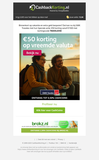 50 EUR korting bij GWK Travelex!