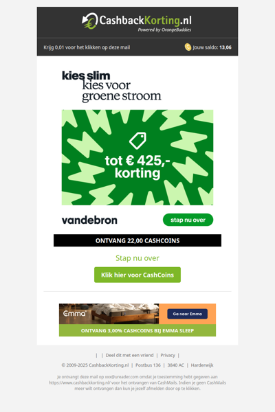 Tot 425 EUR korting bij Vandebron!