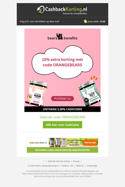 15% extra korting bij Bears With Benefits!