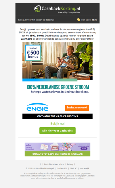 Tot 500 EUR bonus bij Engie!