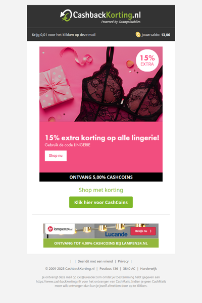 15% extra korting op alle lingerie bij EasyToys!