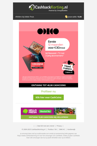 Internet en TV de eerste 12 maanden 30 EUR p/mnd