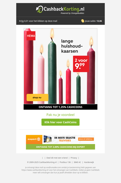 HEMA Kaarsen nu 2 voor 9,99 EUR!