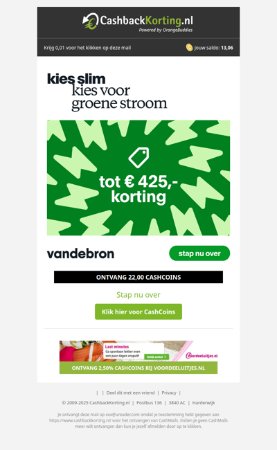 Tot 425 EUR korting bij Vandebron!